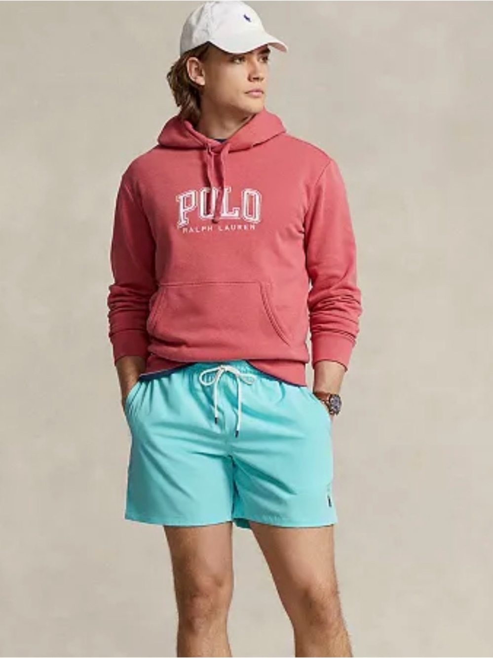 Ralph Lauren Aqua Cotton Flat-Front Shorts